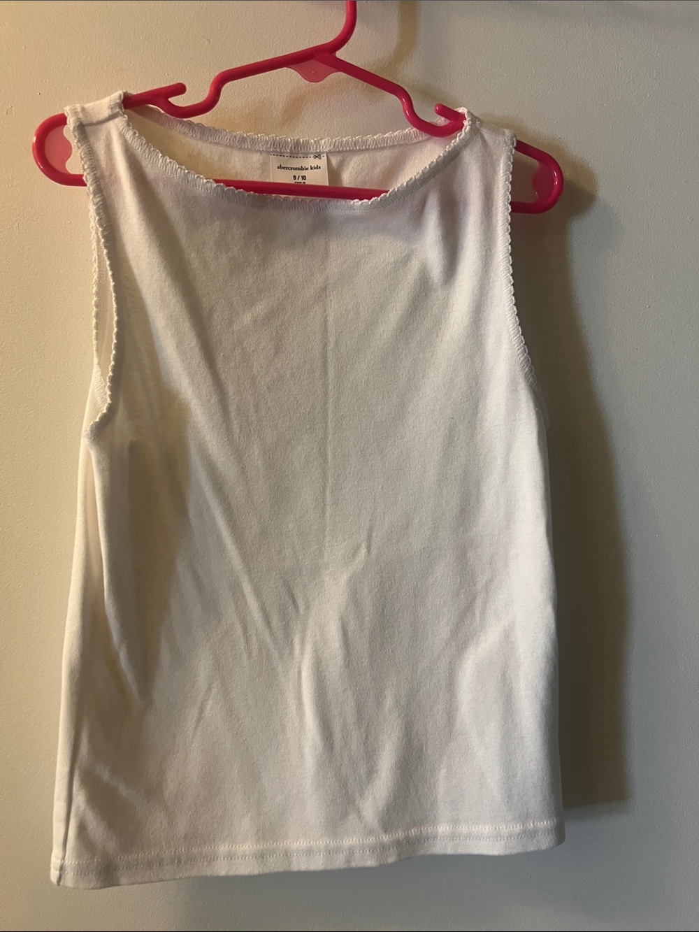 abercrombie kids White Ribbed Scallop-Edge Tank
